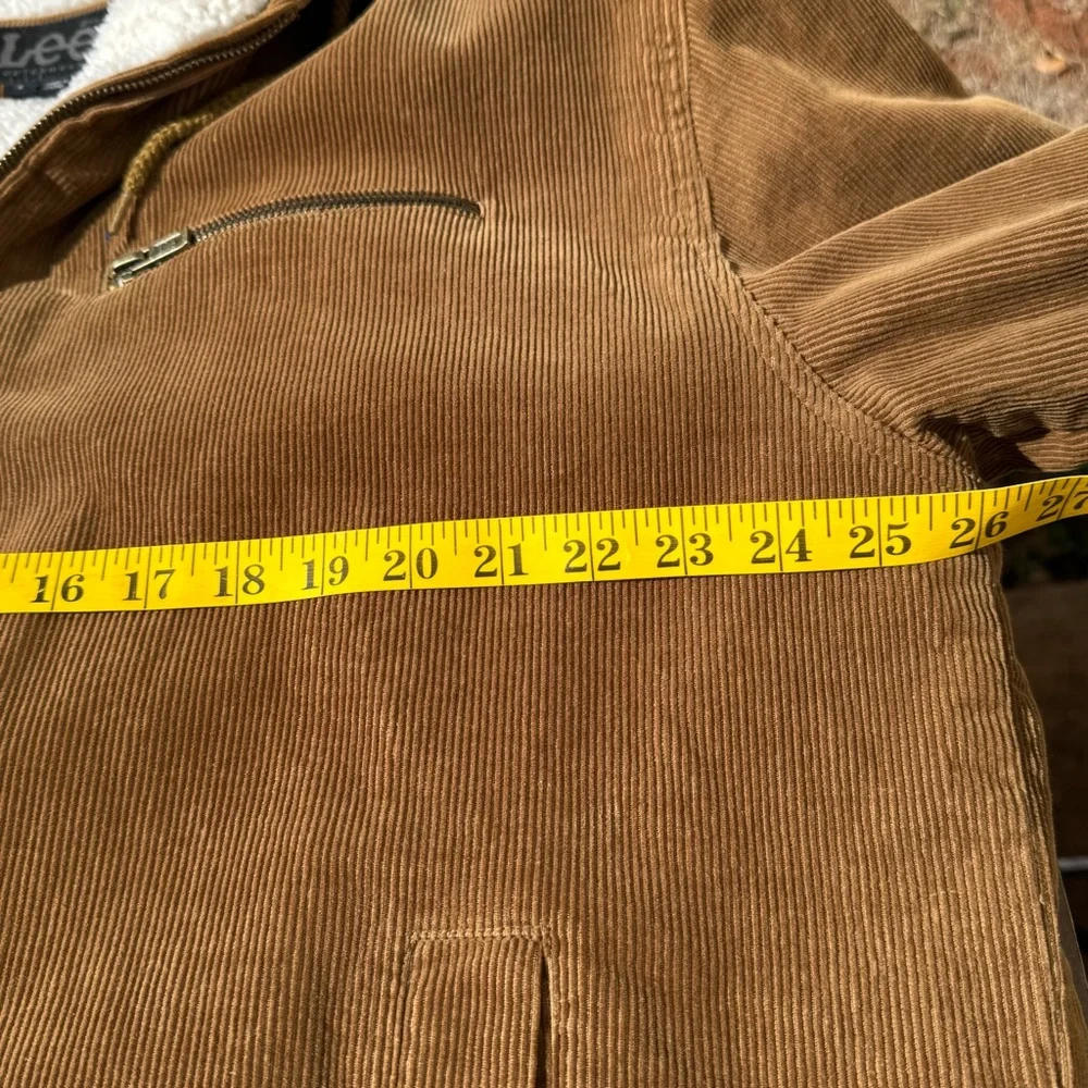 Lee Men's Corduroy Sherpa Work Trucker Jacket with Hood Size Large